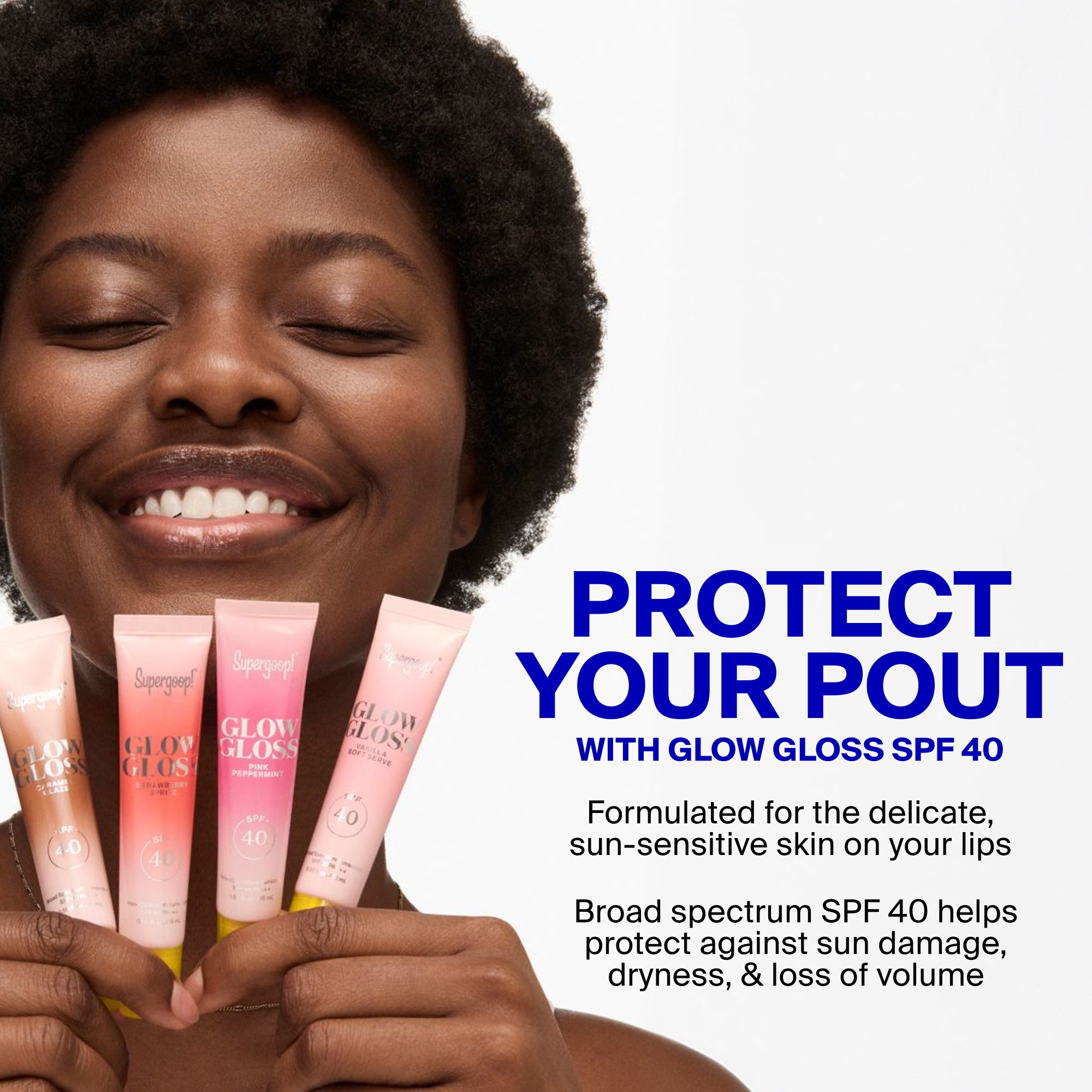 Supergoop! | Glow Gloss SPF 40 Lip Balm Caramel Glaze Pink Peppermint Vanilla Soft Serve Strawberry Spritz