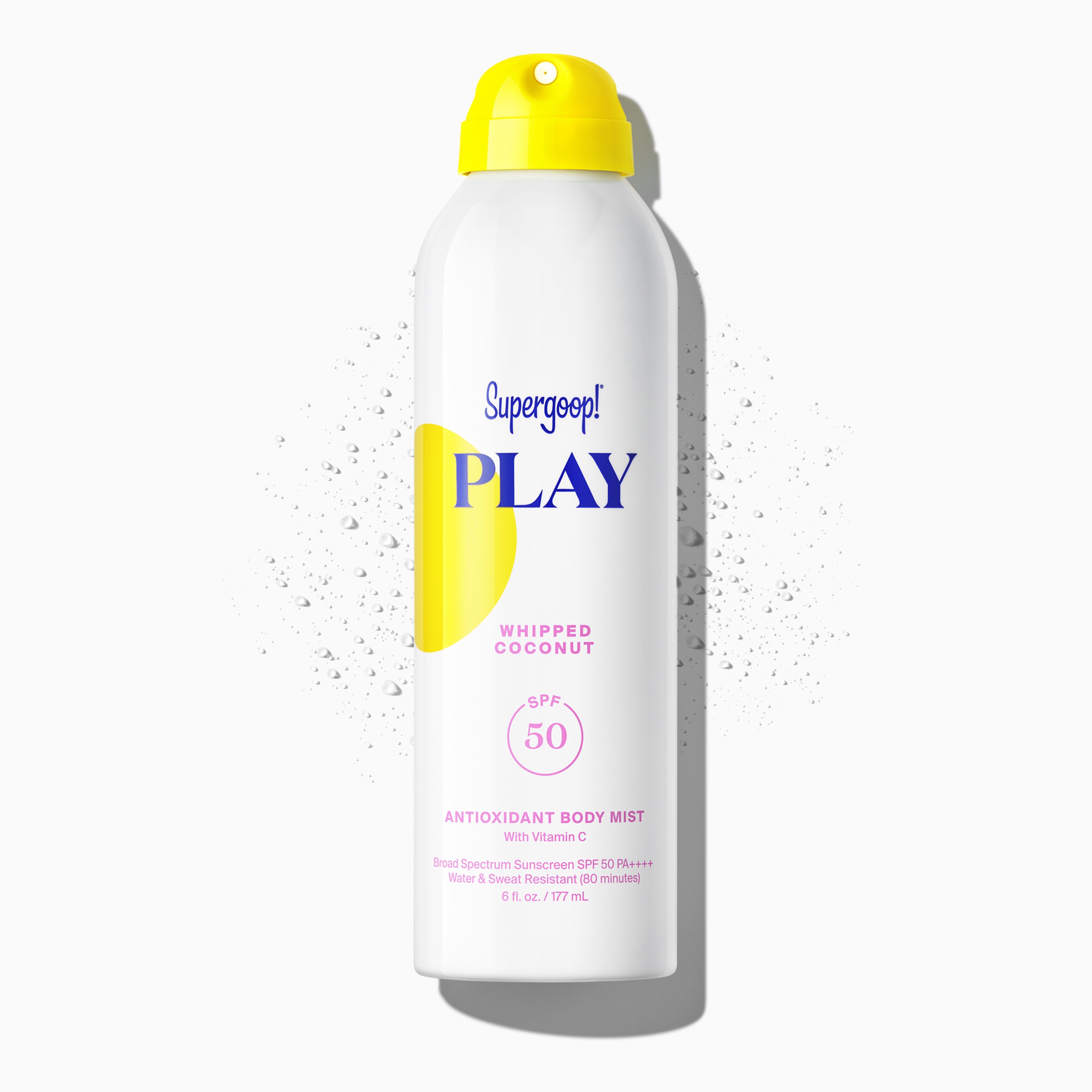 Supergoop! PLAY Antioxidant Body Mist SPF 50 with Vitamin C Whipped Coconut 6 fl. oz. Packshot and goop